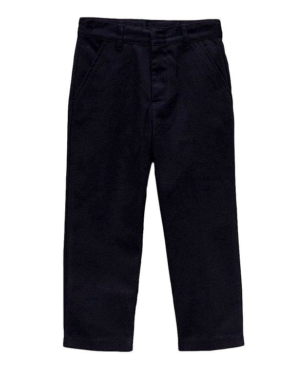 Boy Uniform Skinny Fit Pants - Navy, Grey, Khaki, Black, Adjustable Waist, Sizes 5-16 (1 Pair)