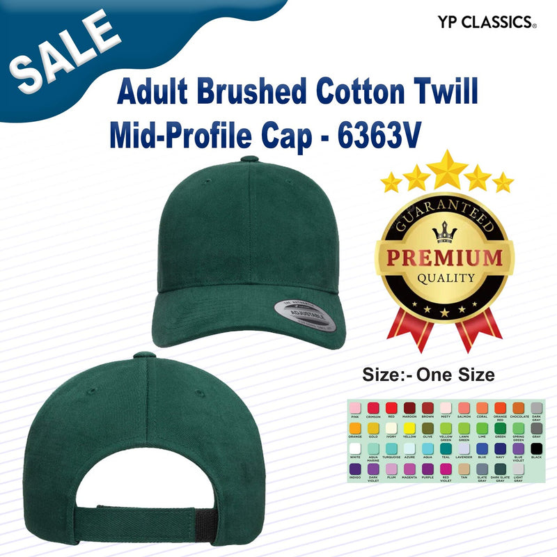 YP Classics® Adult Brushed Cotton Twill Mid-Profile Cap
