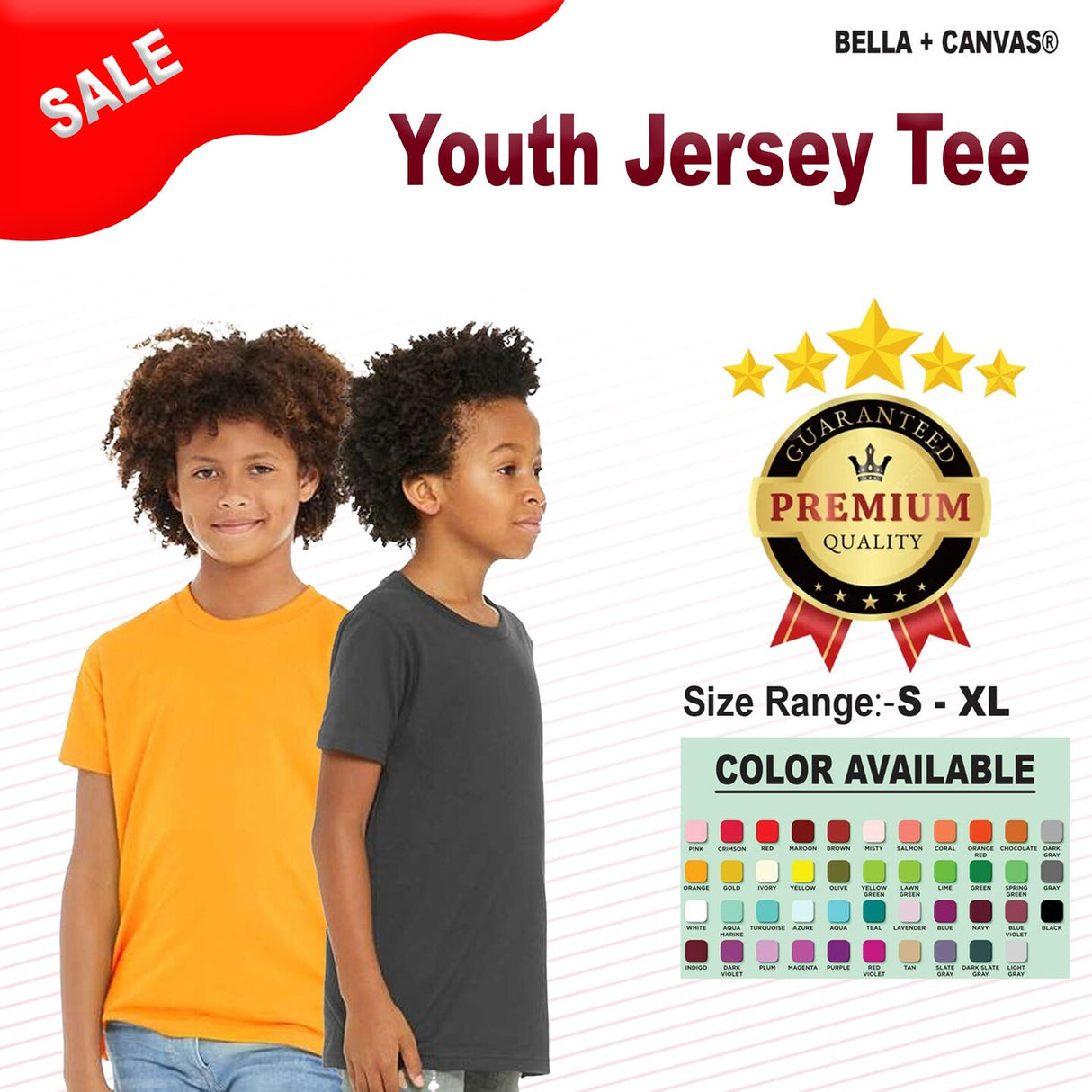 BELLA + CANVAS® Youth Jersey Crewneck Short Sleeve Tee