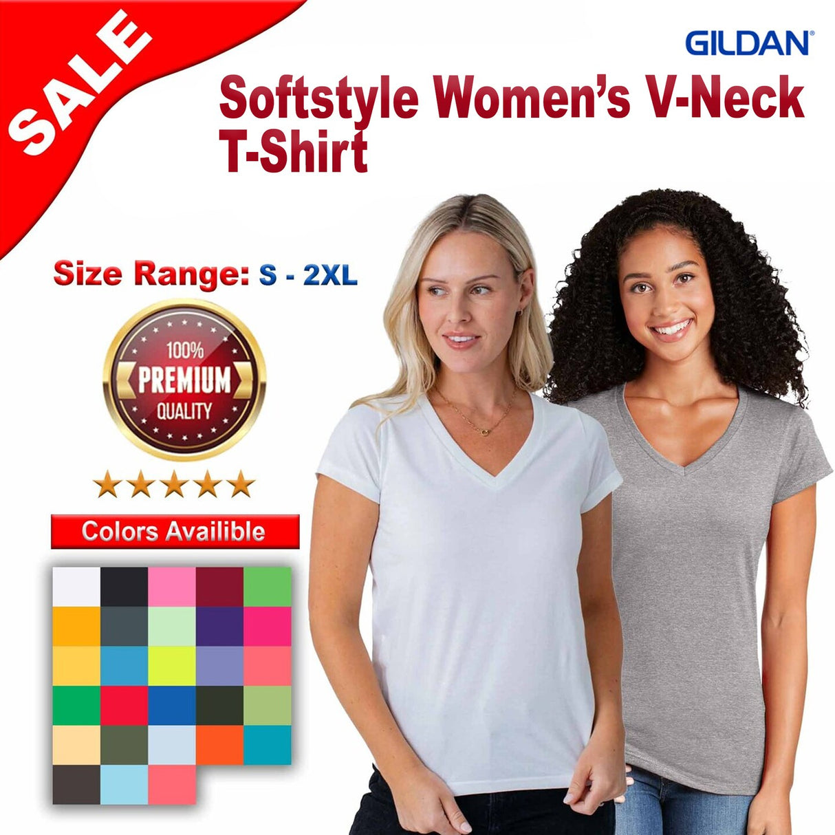 Gildan® Softstyle Women’s Short Sleeve V-Neck T-Shirt