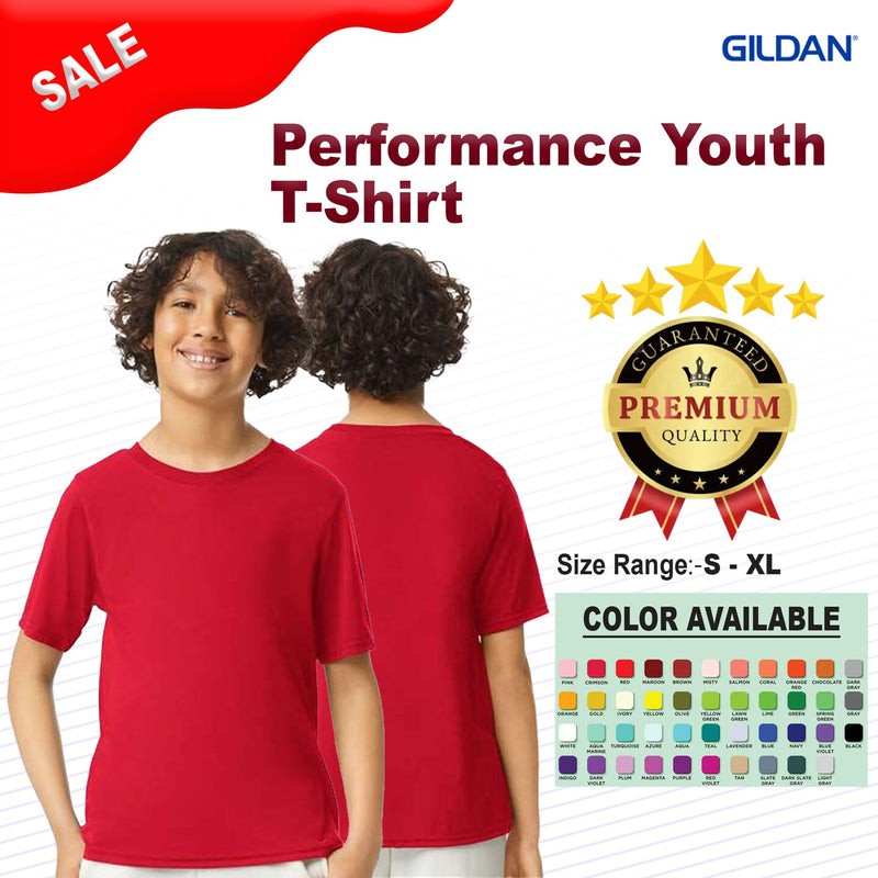 GildanÂ® Performance Youth Crewneck Short Sleeve T-Shirt