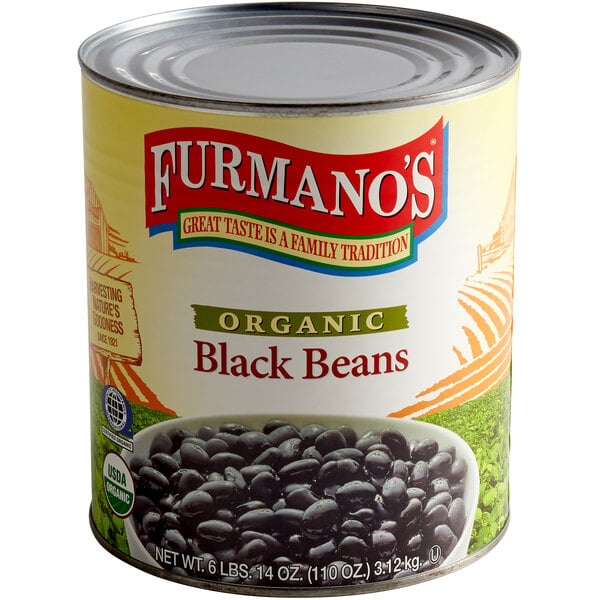 Furmano's #10 Can Organic Black Beans in Brine - 6/Case