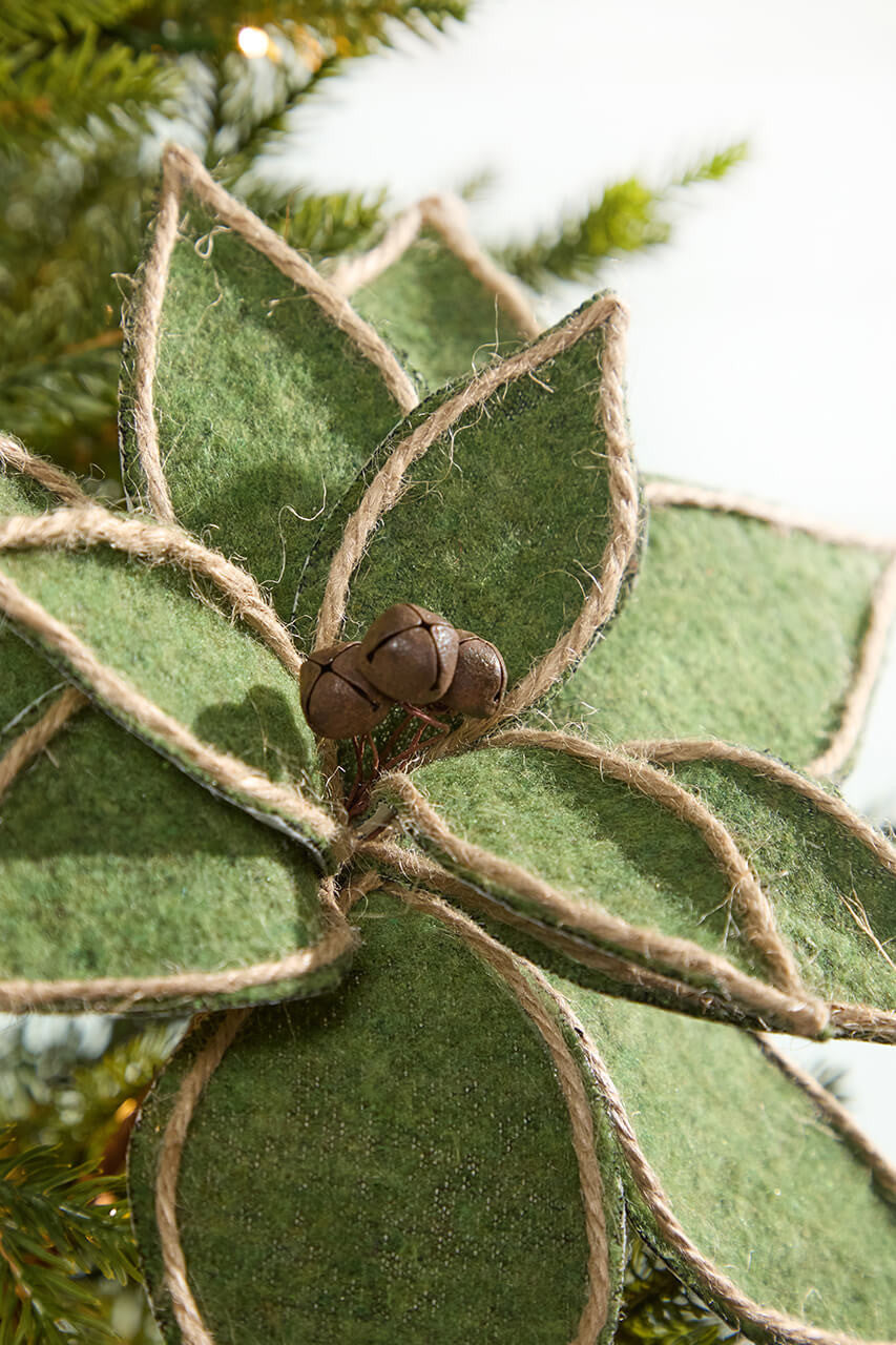 Natural Green Poinsettia Pick 19 Inch Woodland Christmas Decor