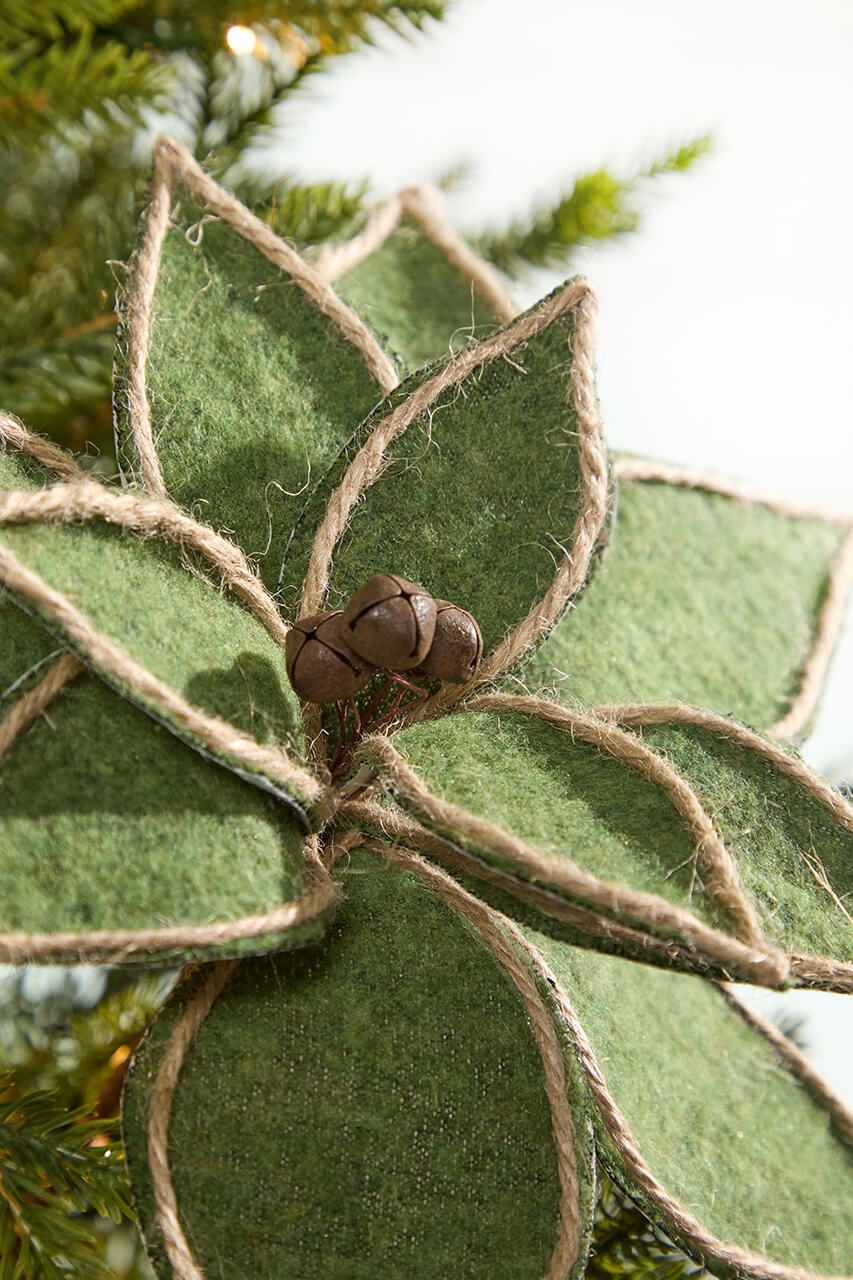 19" x 12" Natural Green Poinsettia Pick