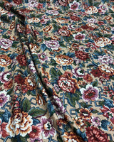 Stanley King Fabricut Vintage Floral Fabric - Red, Green, Blue, White, Orange Floral, 58" Width (1 Yard)