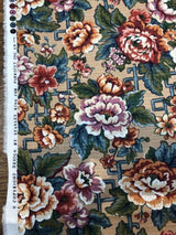 Stanley King Fabricut Vintage Floral Fabric - Red, Green, Blue, White, Orange Floral, 58" Width (1 Yard)