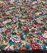 Stanley King Fabricut Vintage Floral Fabric - Red, Green, Blue, White, Orange Floral, 58" Width (1 Yard)
