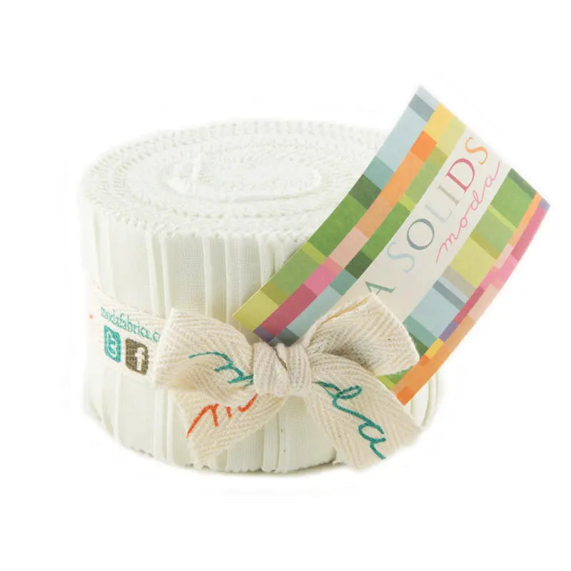 Bella Solids Junior Jelly Roll Precuts White Porcelain
