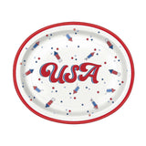 Patriotic USA Oval 12" Plates 8ct