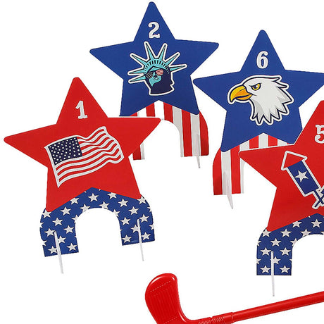 26 Pieces Patriotic Stars & Stripes Indoor or Outdoor Mini Golf Set for 4