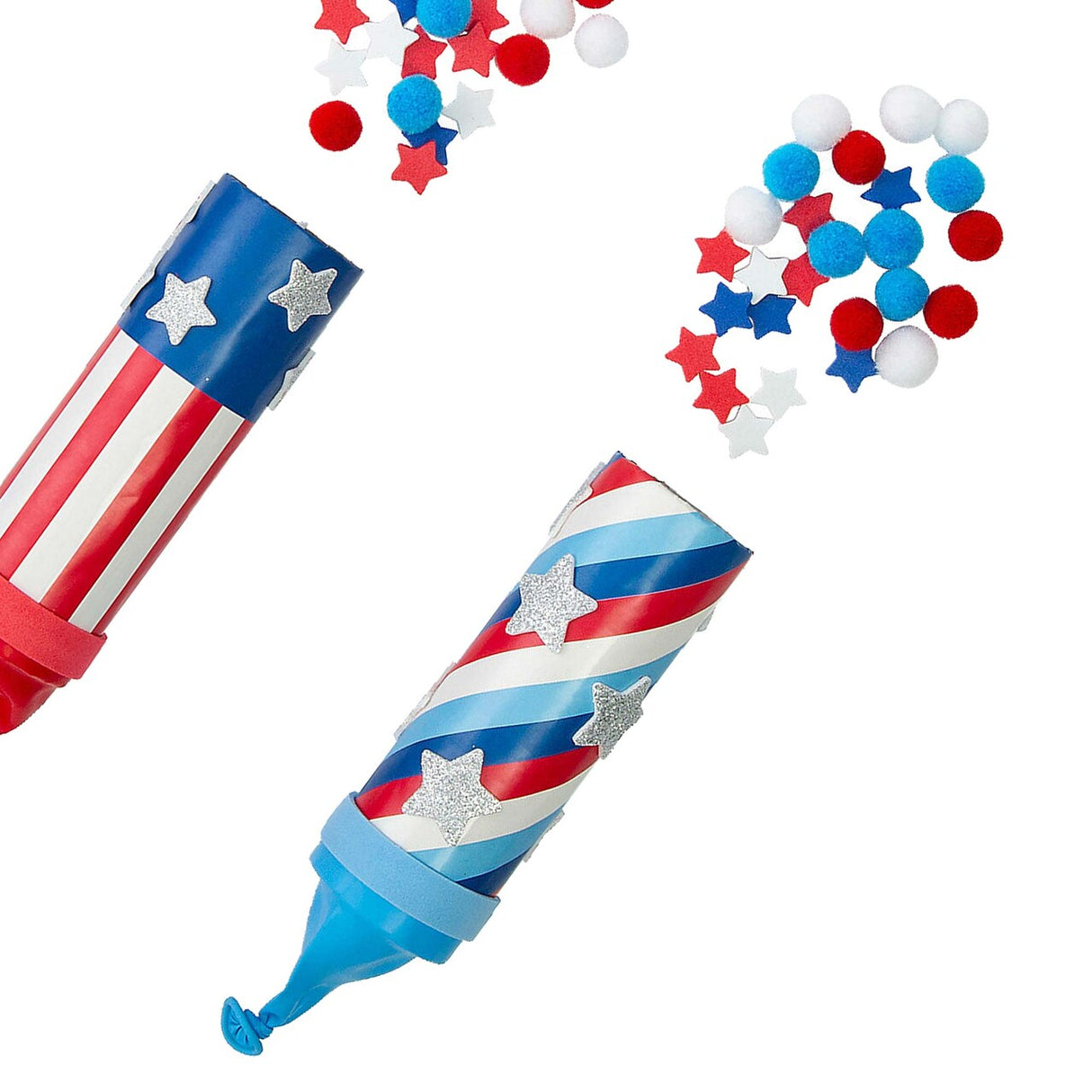 1 3/4" x 6 1/4" Patriotic Confetti Popper Craft Tube Craft Kit Makes 12