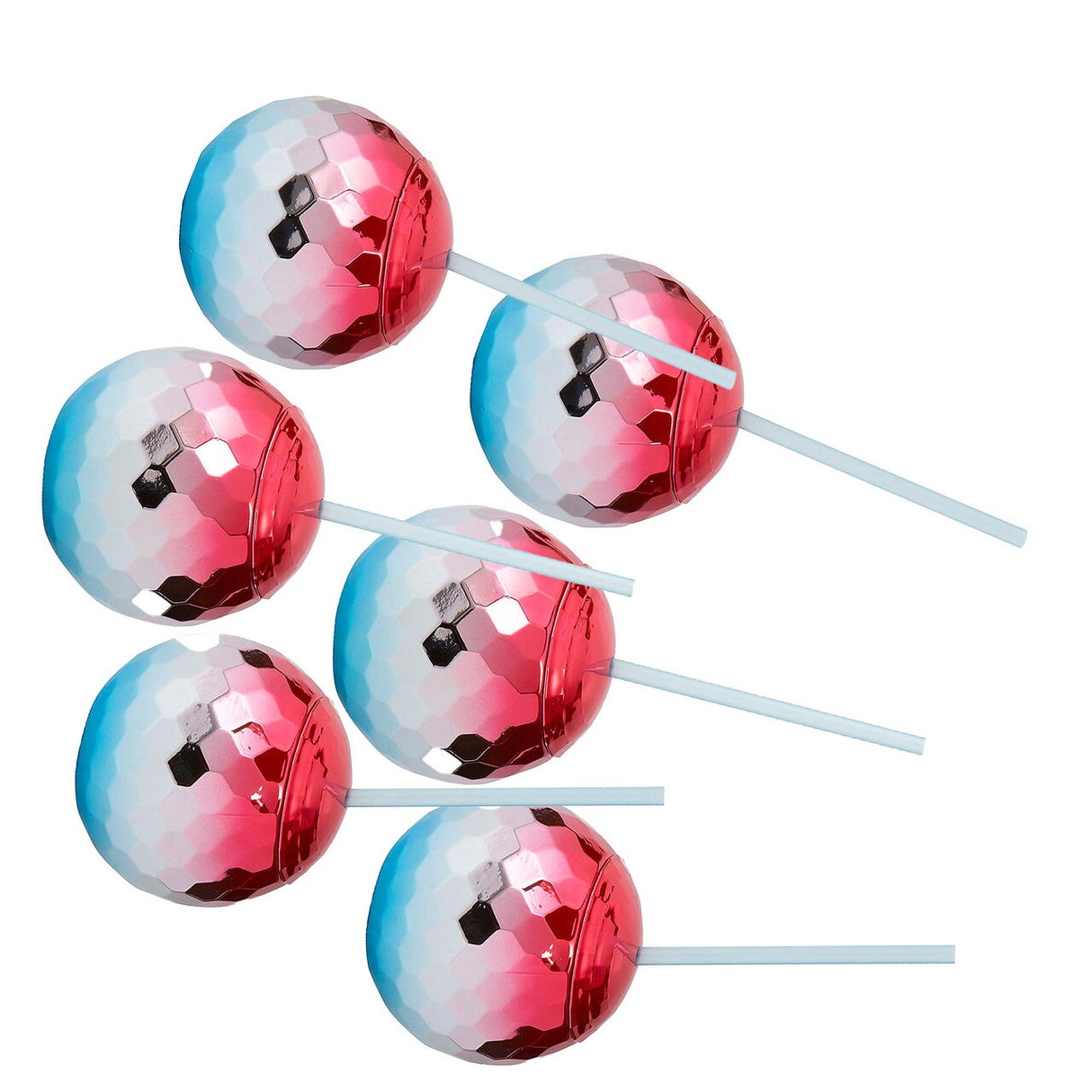 20 oz Patriotic Disco Ball-Shaped Plastic Cups with Lids & Straws 6 Pieces