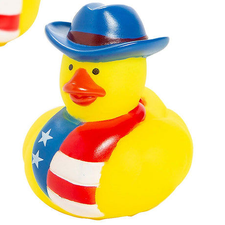2" x 2 1/4" Patriotic Cowboy Hat Rubber Ducks 12 Pc.