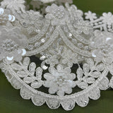 Beaded Corded Floral Lace Trim 4.5"