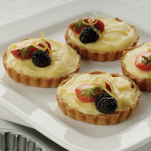 Focus Foodservice 4 Cup Fluted Mini Tartlet Pan Loose Removable Bottom, 3.5" x .9"