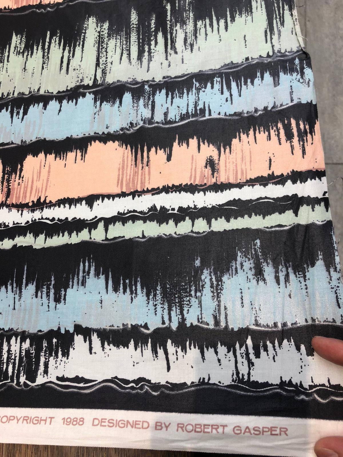 Extreme Renoir Chintz Robert Gasper Vintage Fabric - Black, Green, Blue, Orange, White, 56" Width, 27" Horizontal Repeat (1 Yard)