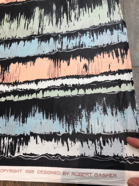 Extreme Renoir Chintz Robert Gasper Vintage Fabric - Black, Green, Blue, Orange, White, 56" Width, 27" Horizontal Repeat (1 Yard)