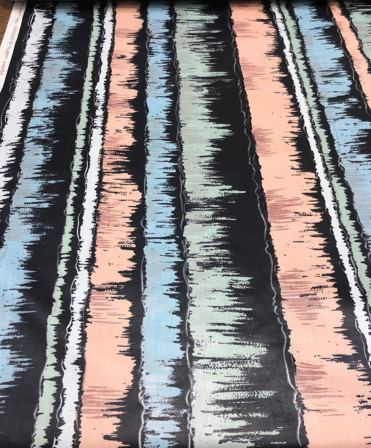 Extreme Renoir Chintz Robert Gasper Vintage Fabric - Black, Green, Blue, Orange, White, 56" Width, 27" Horizontal Repeat (1 Yard)