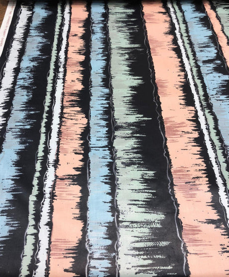 Extreme Renoir Chintz Robert Gasper Vintage Fabric - Black, Green, Blue, Orange, White, 56" Width, 27" Horizontal Repeat (1 Yard)