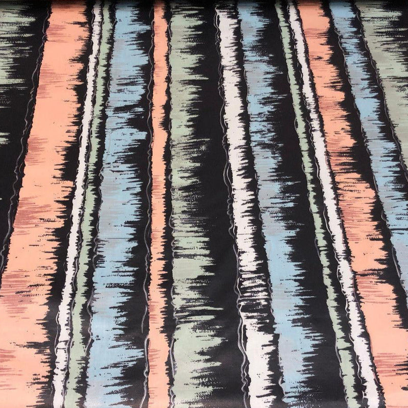 Extreme Renoir Chintz Robert Gasper Vintage Fabric - Black, Green, Blue, Orange, White, 56" Width, 27" Horizontal Repeat (1 Yard)