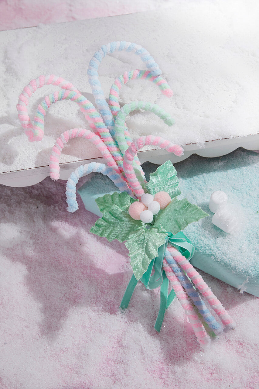 13.5” Pastel Candy Cane Bundle Spray