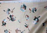 Laurent Prelude Floral Predominate Beige Vintage Cotton Fabric - Beige, Floral, 56" Width, 27" Horizontal Repeat, 27" Vertical Repeat (1 Yard)
