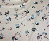 Laurent Prelude Floral Predominate Beige Vintage Cotton Fabric - Beige, Floral, 56" Width, 27" Horizontal Repeat, 27" Vertical Repeat (1 Yard)
