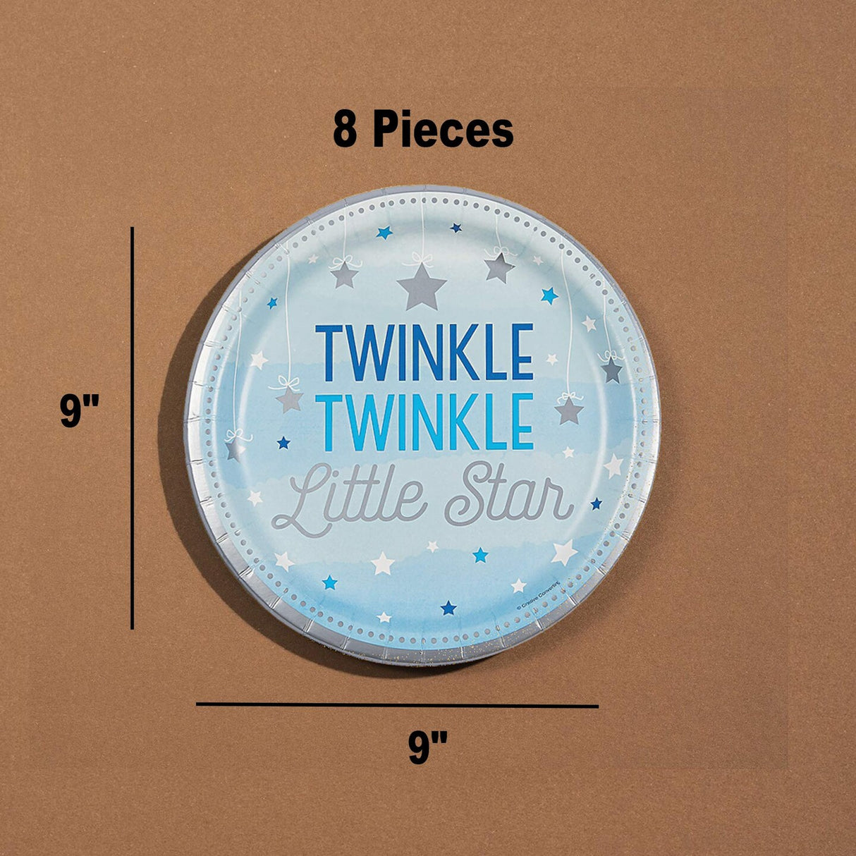 8 Ct. Blue One Little Star Baby Shower Dinner Plates 9" Paper Party Plates