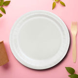 24 Count White Color Paper Dessert Plates 7 Inch Round Clean and Classic Events