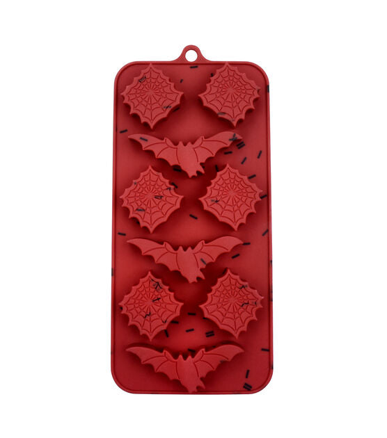 Halloween Spiderweb and Bats 9pc Candy Mold for Chocolate Melts, Ice, Treat