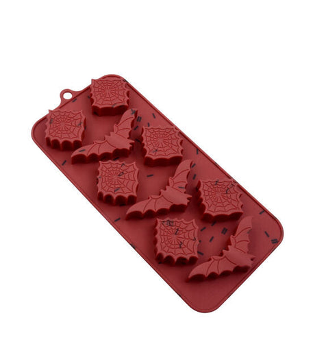 Halloween Spiderweb and Bats 9pc Candy Mold for Chocolate Melts, Ice, Treat