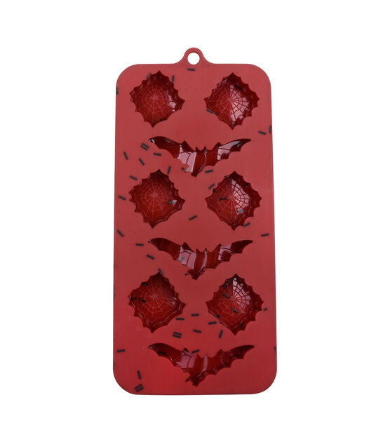 Halloween Spiderweb and Bats 9pc Candy Mold for Chocolate Melts, Ice, Treat