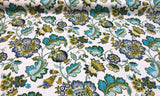 Anu Cliffside Linen Rayon Fabric - Caribbean Jacobean Floral, 54" Width (1 Yard)