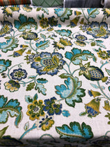 Anu Cliffside Linen Rayon Fabric - Caribbean Jacobean Floral, 54" Width (1 Yard)