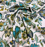 Anu Cliffside Linen Rayon Fabric - Caribbean Jacobean Floral, 54" Width (1 Yard)
