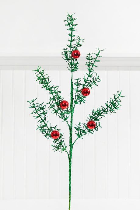 31” Glitter Pine Ball Ornament Spray
