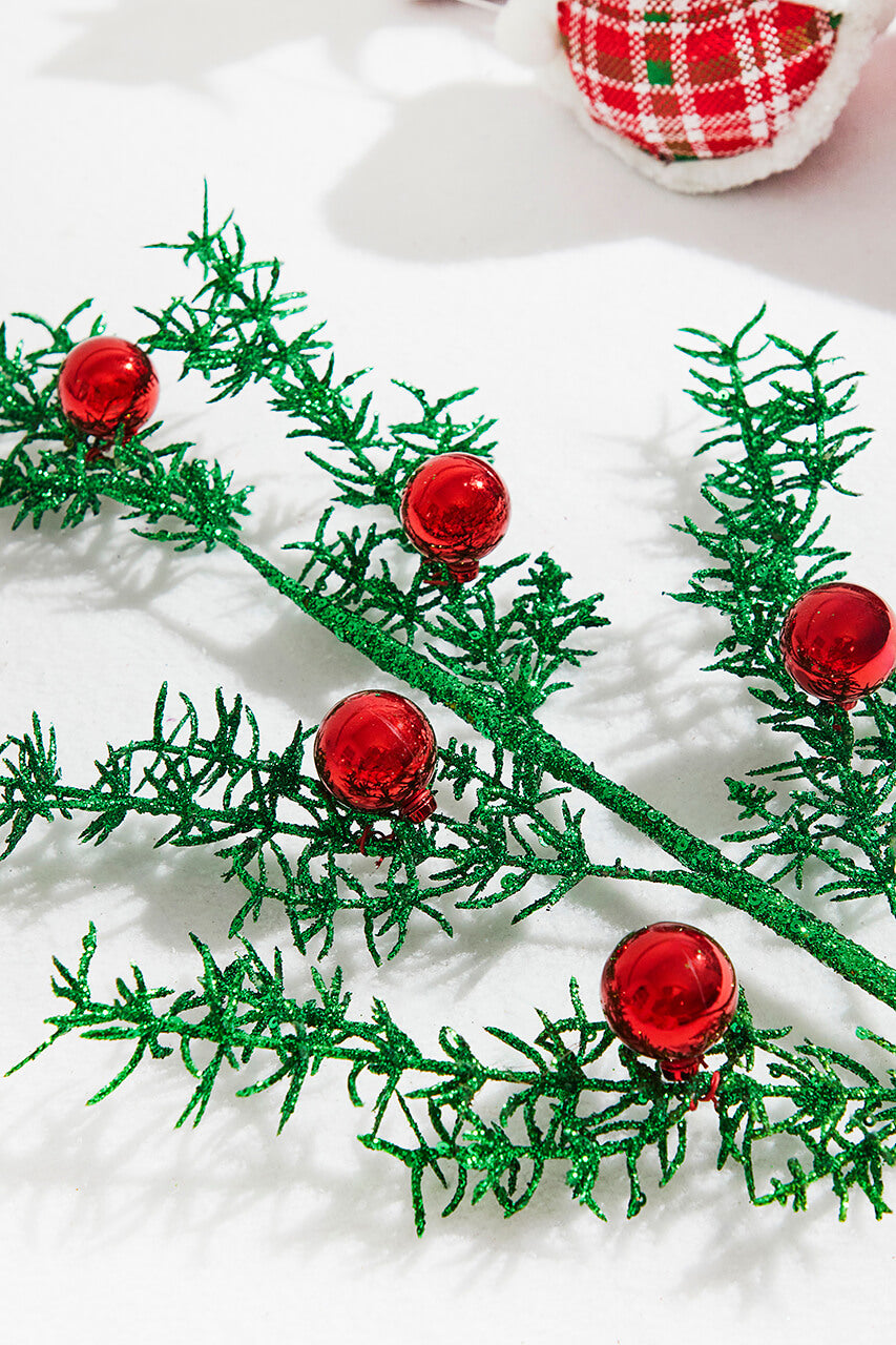 31” Glitter Pine Ball Ornament Spray