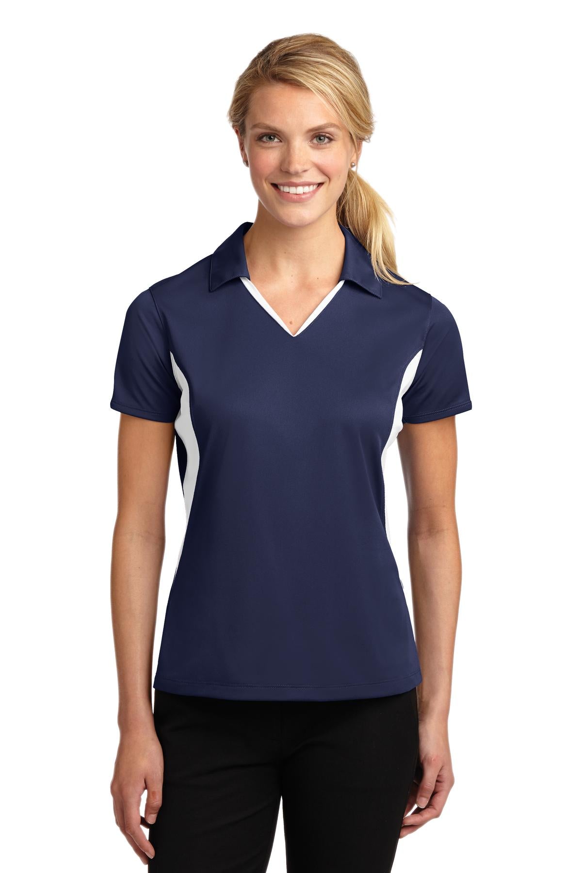 Sport-Tek® Womens Side Blocked Micropique Sport-Wick Polo Moisture Wicking Athletic Shirt