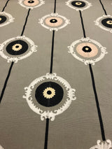 Lift Embroidered Black Circles Bohemian Fabric - Black Circles, 56" Width (1 Yard)