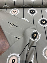 Lift Embroidered Black Circles Bohemian Fabric - Black Circles, 56" Width (1 Yard)