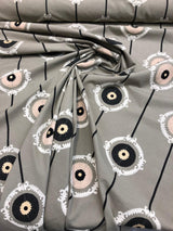 Lift Embroidered Black Circles Bohemian Fabric - Black Circles, 56" Width (1 Yard)