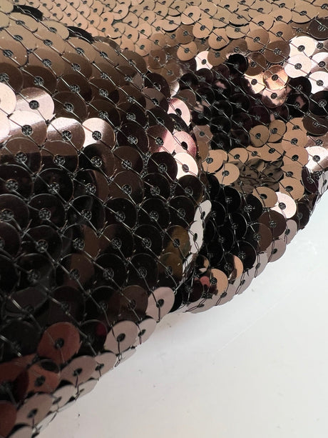 Sequined Brown Black Knitted Fabric