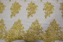 Camilla Embroidery Polyester Fabric - Flower Embroidery With Sequins, Sheer Bridal Lace, 52" Width (1 Yard)