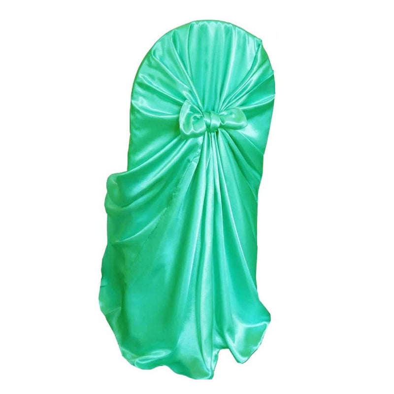Tiff Blue/Aqua Blue Satin Universal Self Tie Chair Cover