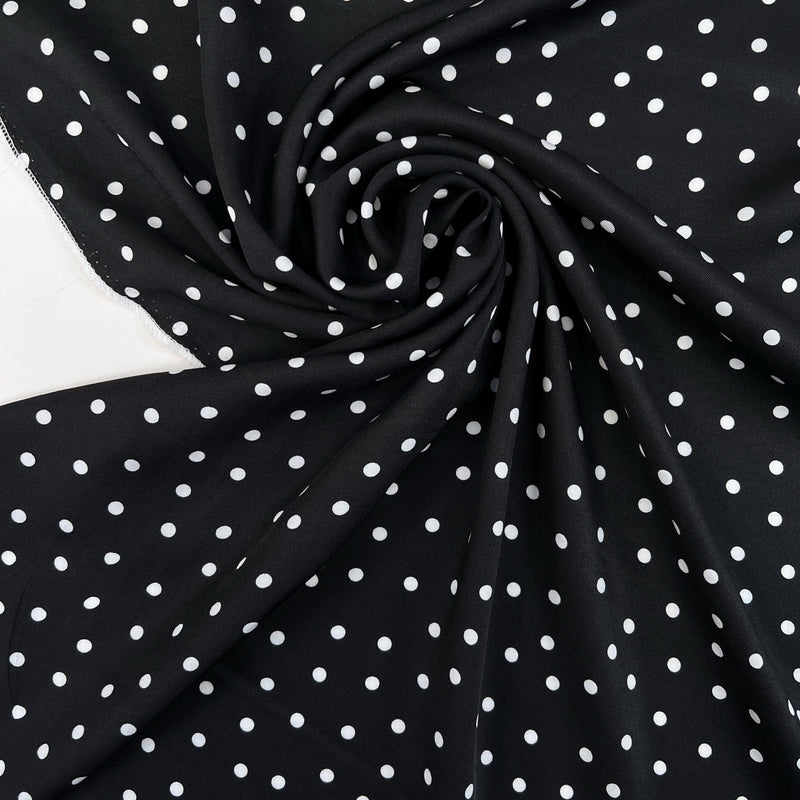 Viscose Twill Polka Dot Blue Fabric