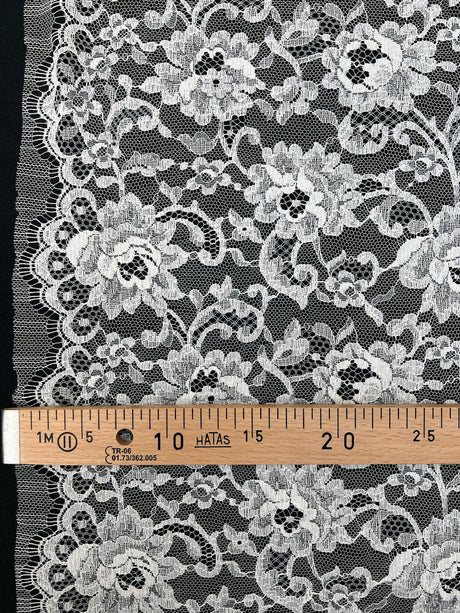 Cotton Lace Mesh Floral White Beige