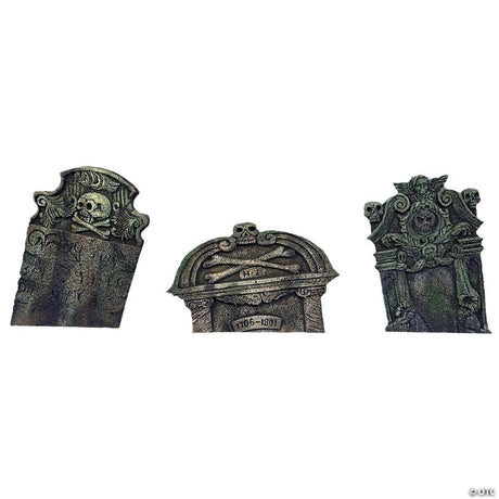18th Century Style Gravestone Set Halloween Yard Decoration Prop, for a spooky Halloween graveyard display