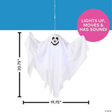 Hanging Light-Up Smiling Ghost Halloween Decoration 19 3/4" x 20 3/4"