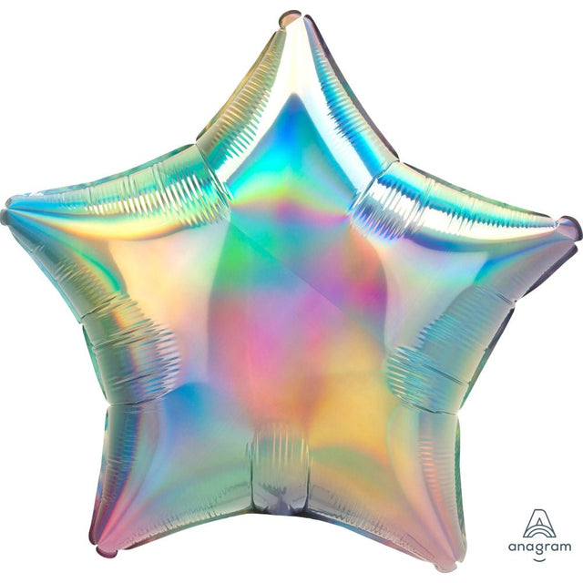 Star Foil Balloon - Iridescent Pastel Rainbow