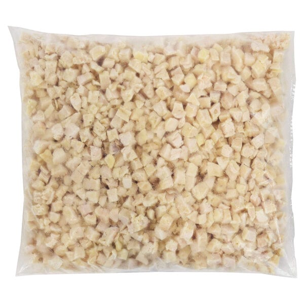 Brakebush Chik'N'Zips 1/2" Diced Fully Cooked Chicken Breast Meat 5 lb. Bag - 2/Case